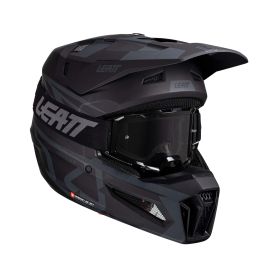 LEATT Moto 3.5 Motocross helmet Stealth black grey with 3.5 goggles