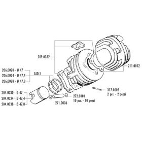 POLINI racing thermal group D.47 stroke 43 75cc cast iron cylinder