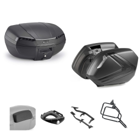 Kit GIVI bauletto RIVIERA valigia V37 TECH nero/fumè 46/37L per KAWASAKI KLE VERSYS