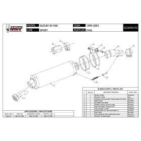 MIVV OVAL Silencieux Slip-On en Acier Inoxydable pour SUZUKI SV 650