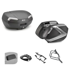 GIVI RIVIERA TECH Top Case Kit V37 TECH Smoke Black 46/37L for KAWASAKI KLE VERSYS