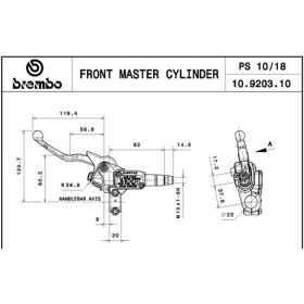 Pompa frizione assiale BREMBO 10920310 nera D.pistone 10mm leva regolabile