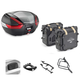 GIVI V47 Top Case Kit CANYON Tasche Schwarz Rot 47/25L für VOGE VALICO 900 DSX