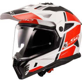 Casco Enduro Dual Road LS2 MX702 PIONEER II Hill Bianco Lucido Rosso