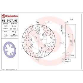 Disque de frein fixe BREMBO 68B40796 Série Or Acier inoxydable D.240 Épaisseur 3mm 6 trous