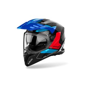 Enduro Helm AIROH Bandit Tune Schwarz Blau Rot Glänzend
