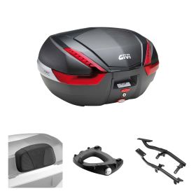 GIVI V47NN Topcase kit carbon look red for MOTO GUZZI Stelvio 1000