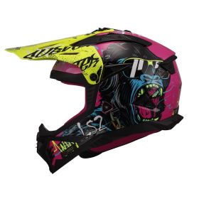 Casco Motocross LS2 MX708 FAST II Gorilla Viola Lucido Giallo Hi-Viz