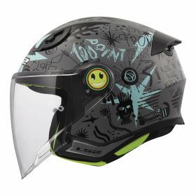 Casco jet bambino LS2 OF622 FUNNY II SCRIBBLE grigio blu
