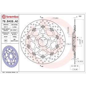 BREMBO 78B408A0 Disque de frein flottant Gold Series D.310 Épaisseur 5mm 5 trous SUZUKI
