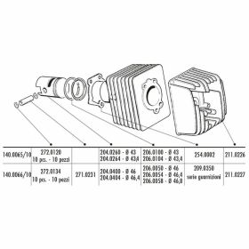 Groupe thermique POLINI D.46 course 43 72cc 10mm axe cylindre en fonte