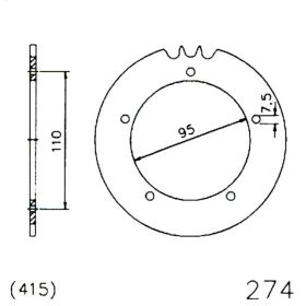 ESJOT 42 Teeth 415 Pitch Black Steel Sprocket for Hercules KX-5 50