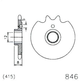 Roue dentée ESJOT pas 415 12 dents 20-0846-12 pour Zundapp