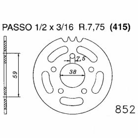 ESJOT Crown 45 Teeth Pitch 415 Black Steel 20-0852-45 for Zundapp