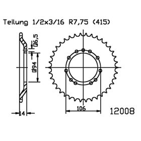 ESJOT 44 Teeth 415 Pitch Black Steel Sprocket for KTM