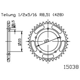 REAR SPROCKET 56 TOOTH 428 BLACK 727.65.04