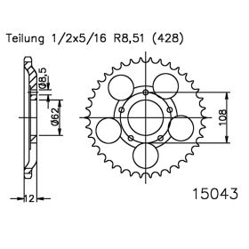 ESJOT 50-15043-51 MOTORCYCLE REAR SPROCKET