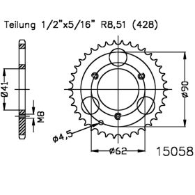 ESJOT 35 Teeth Sprocket Pitch 428 Black Steel 50-15058-35