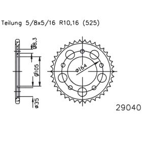 REAR SPROCKET Z47 525 BLACK D.INT. 105 727.60.90