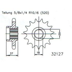 Pignone ESJOT passo 520 17 denti 50-32127-17 per Aeon