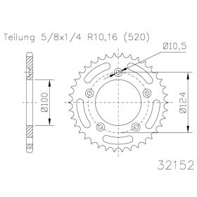 ESJOT Crown 45 teeth pitch 520 black steel for Ducati