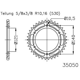 REAR SPROCKET Z40 530 BLACK D.INT. 121 727.65.95