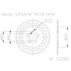 ESJOT Crown 38 Teeth Pitch 415 Silver Aluminum 51-12200-38