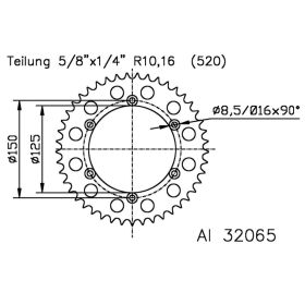 ESJOT 43 Teeth 520 Pitch Silver Aluminum Crown 51-32065-43