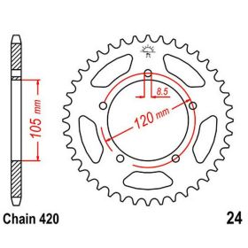 ESJOT Krone 55 Zähne Teilung 420 Schwarzstahl JTR24.55
