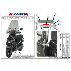 Parabrezza scooter FABBRI top alto 710x670mm con finiture verniciate
