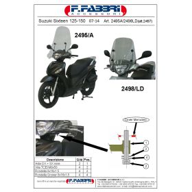 FABBRI light smoke scooter windshield summer 440x405mm