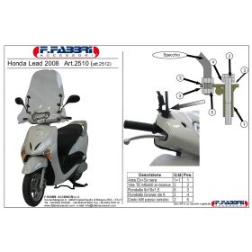 Parabrezza scooter FABBRI top alto 650x585mm con finiture verniciate