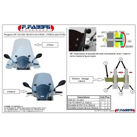 FABBRI top high scooter windshield 725x670mm with painted finishes