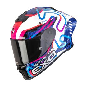 Casco integrale Scorpion EXO-R1 EVO II AIR Cornering blu rosa