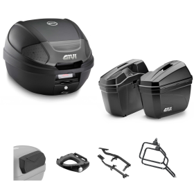 Kit GIVI bauletto E300NT2B valigia E22 nero fumè 30/22L per SUZUKI DL V STROM