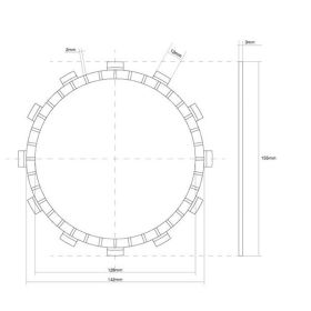 Disco frizione FCC guarnito 12 Denti D. interno 155mm Esterno 128mm