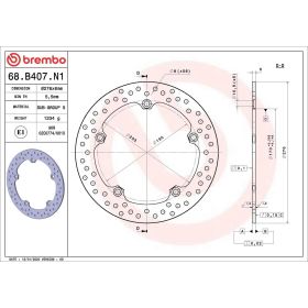 Disque de frein fixe BREMBO 68B407N1 Série Or D.276 épaisseur 6mm 5 trous pour HONDA