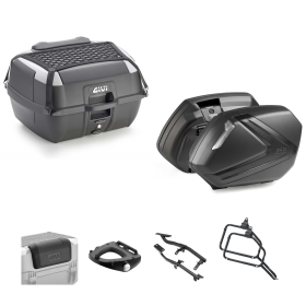 GIVI B45+ Top Case Kit V37 TECH Black Grey/Smoky 45/37L for KAWASAKI KLE VERSYS