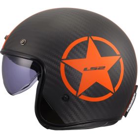 Casco jet LS2 OF601 BOB II C STAR arancio