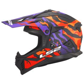 Casco cross LS2 MX708 FAST II GROTESK viola arancio