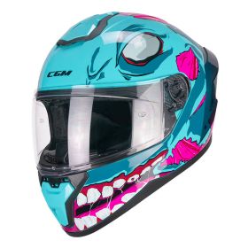 Casco Integrale CGM 330U RIOT Undead Azzurro Rosa Lucido