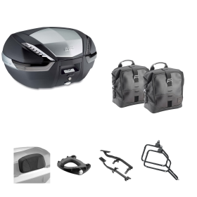 Kit GIVI bauletto V47 TECH borsa CORIUM nero fumè 47/16L per YAMAHA