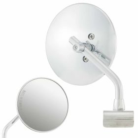 FAR Chrome Round Mirror 110 mm with Plastic Housing and M8 Lever