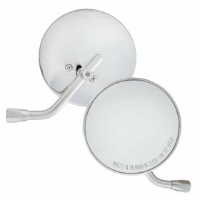 FAR Chrome Round Mirror 110 mm with Plastic Housing and M8 Lever