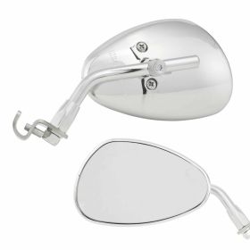 FAR Left Chrome Mirror Plastic M8 Thread Adjustable Lever Approved
