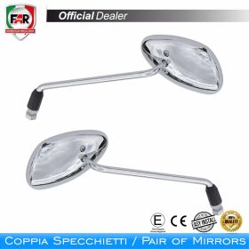 Coppia specchietti manubrio omologati FAR 7554/7555 cromo per Piaggio