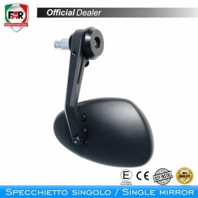 Certified FAR 7578 universal right black bar end mirror