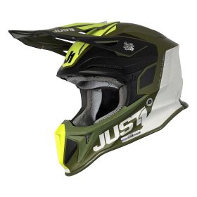 CASQUE TOUT TERRAIN JUST1 J18 MIPS PULSAR VERT / NOIR / BLANC MAT ÉDITION LIMITÉE.