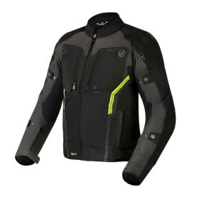 Giacca moto uomo REBELHORN BORG nera/grigia scuro/gialla fluo