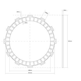 Disco frizione FCC guarnito 12 Denti D. interno 161mm per KAWASAKI